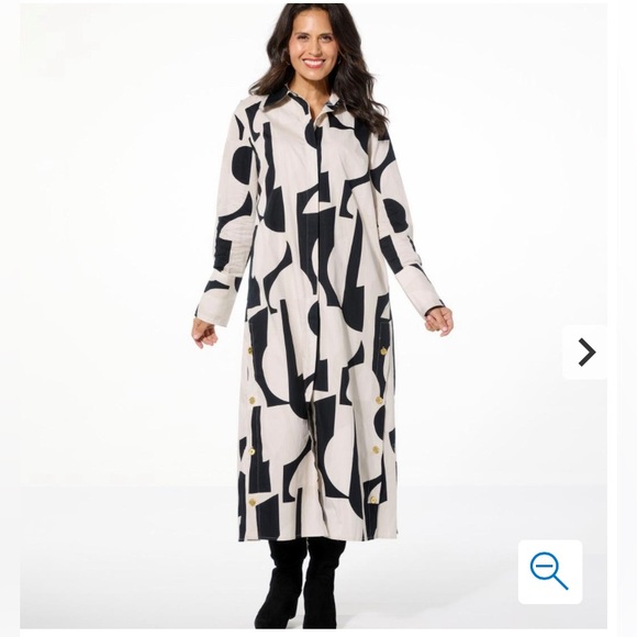 NWT Allison Brown NY Long Shirt Flare Dress - 884-525 size 1X COLOR ABSTRACT - Picture 1 of 8